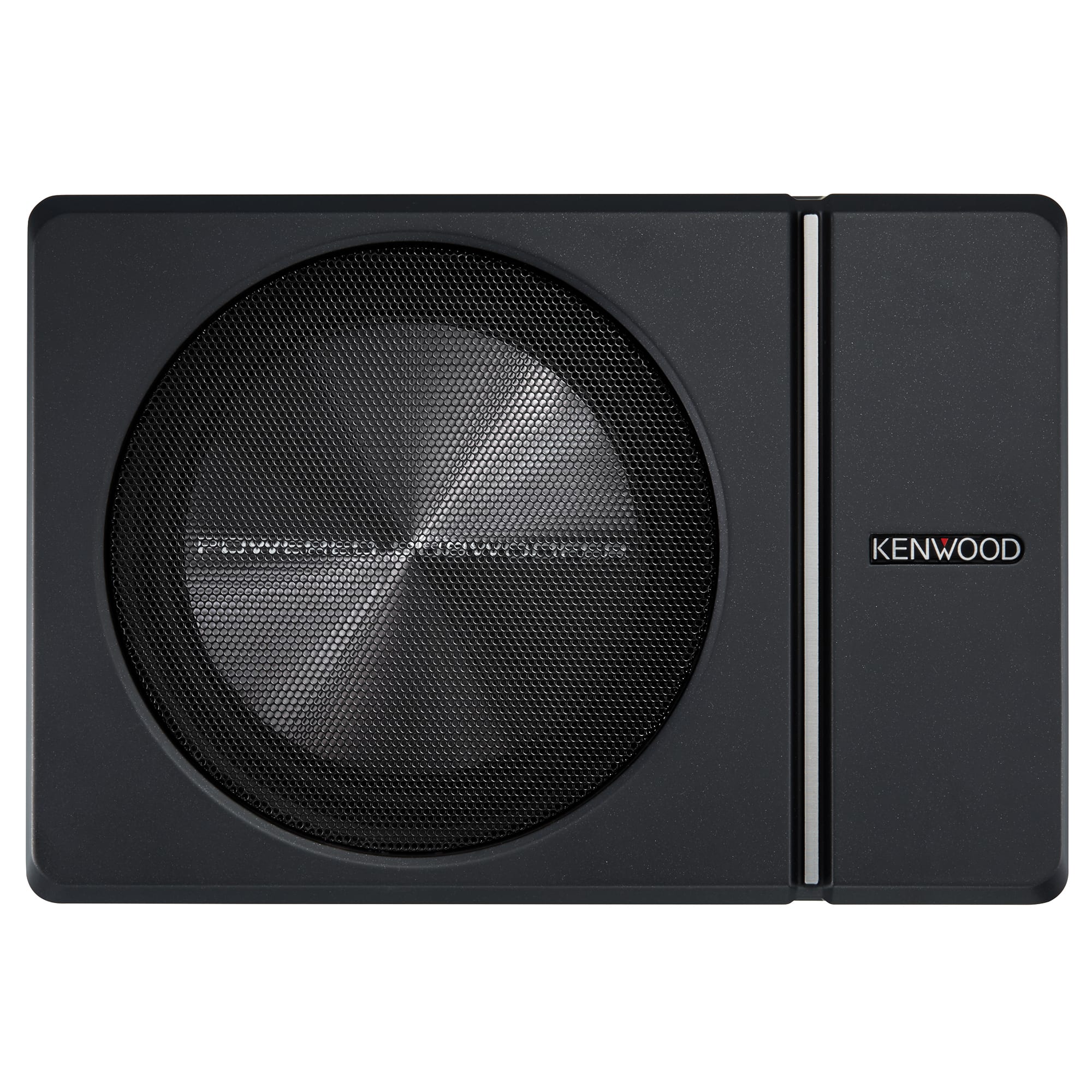 Angle. Kenwood - Compact 8" Subwoofer with Enclosure and integrated 250W Amplifier - Black.