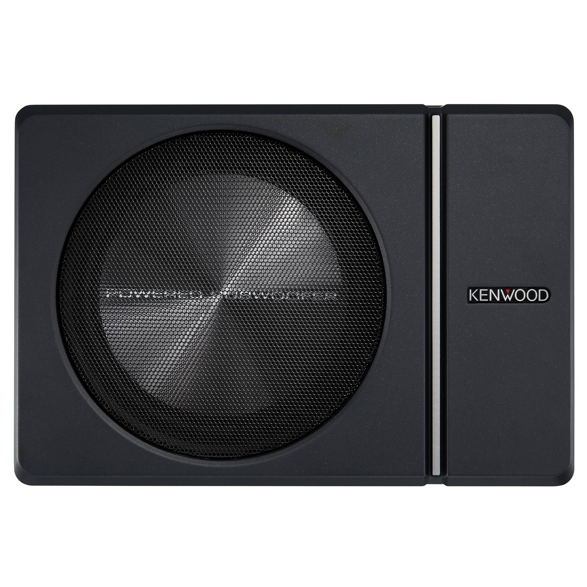Angle. Kenwood - Compact 8" Subwoofer with Enclosure and integrated 250W Amplifier - Black.