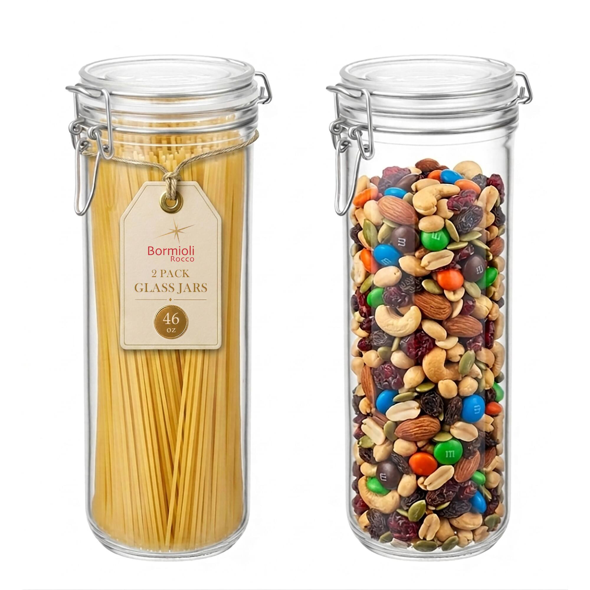 Bormioli Rocco 2 PACK GLASS JARS 46 OZ