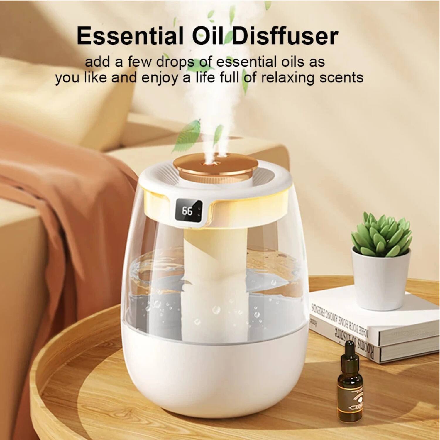Essential Oil Diffuser  
add a few drops of essential oils as you like and enjoy a life full of relaxing scents