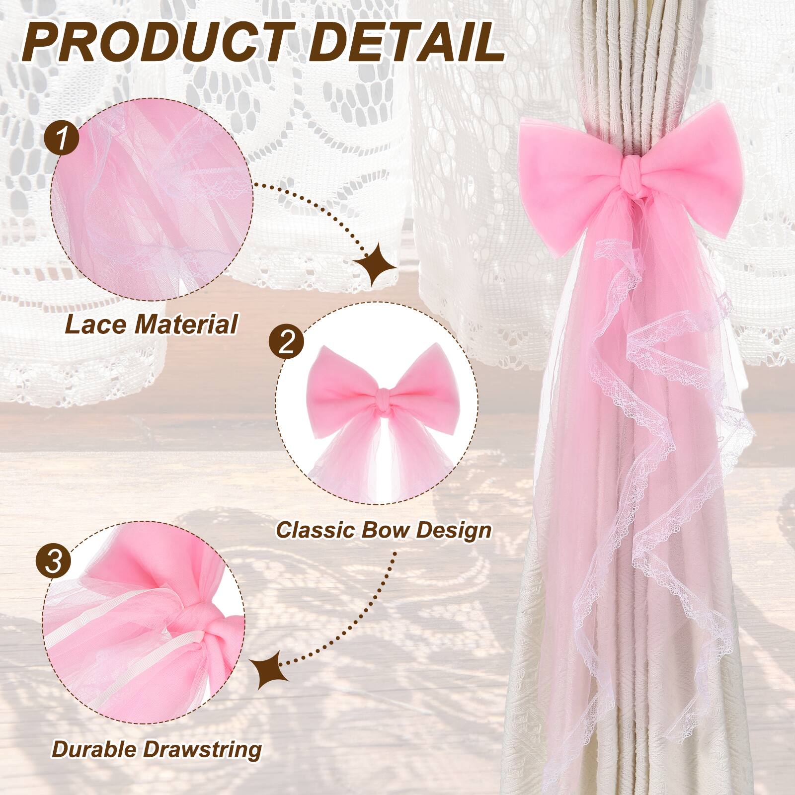 PRODUCT DETAIL

1. Lace Material
2. Classic Bow Design
3. Durable Drawstring