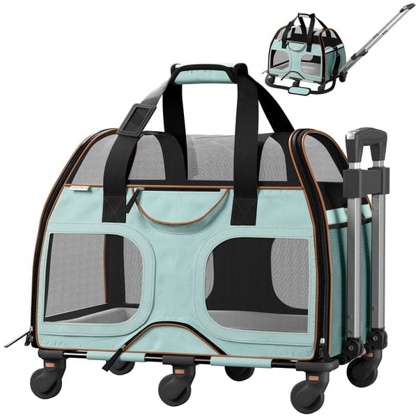Katziela - Luxury Rider Pet Carrier with Removable Wheels and Telescopic Handle
