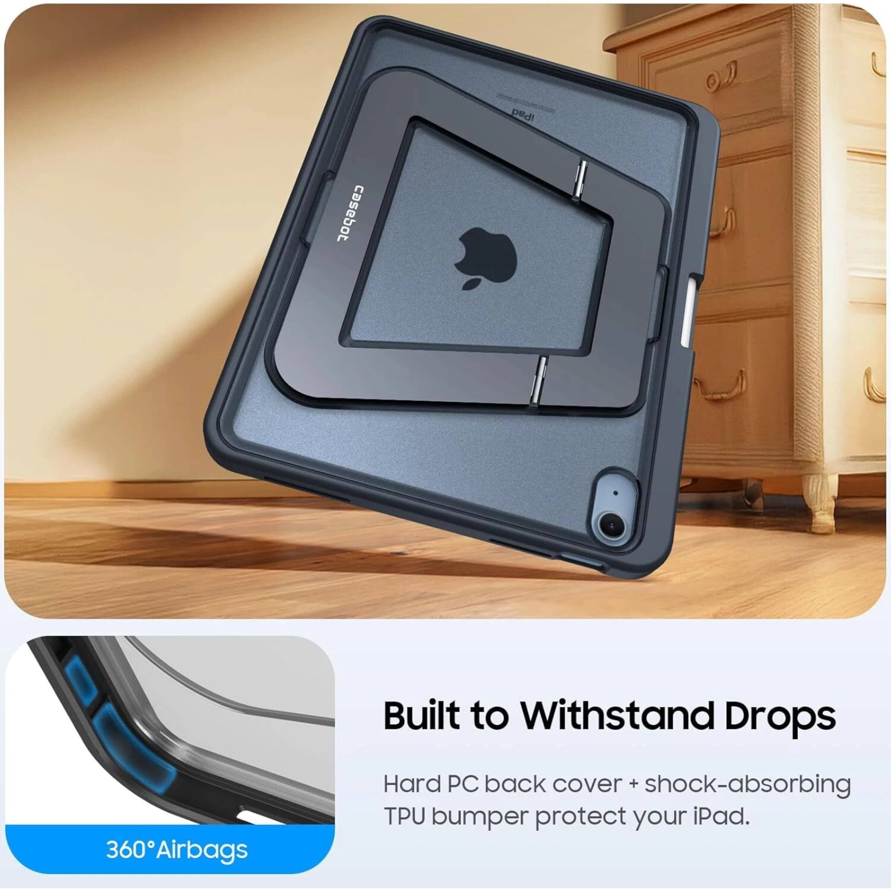 pd! casebot Built to Withstand Drops 360 Airbags Hard PC back cover + shock-absorbing TPU bumper protect your iPad.