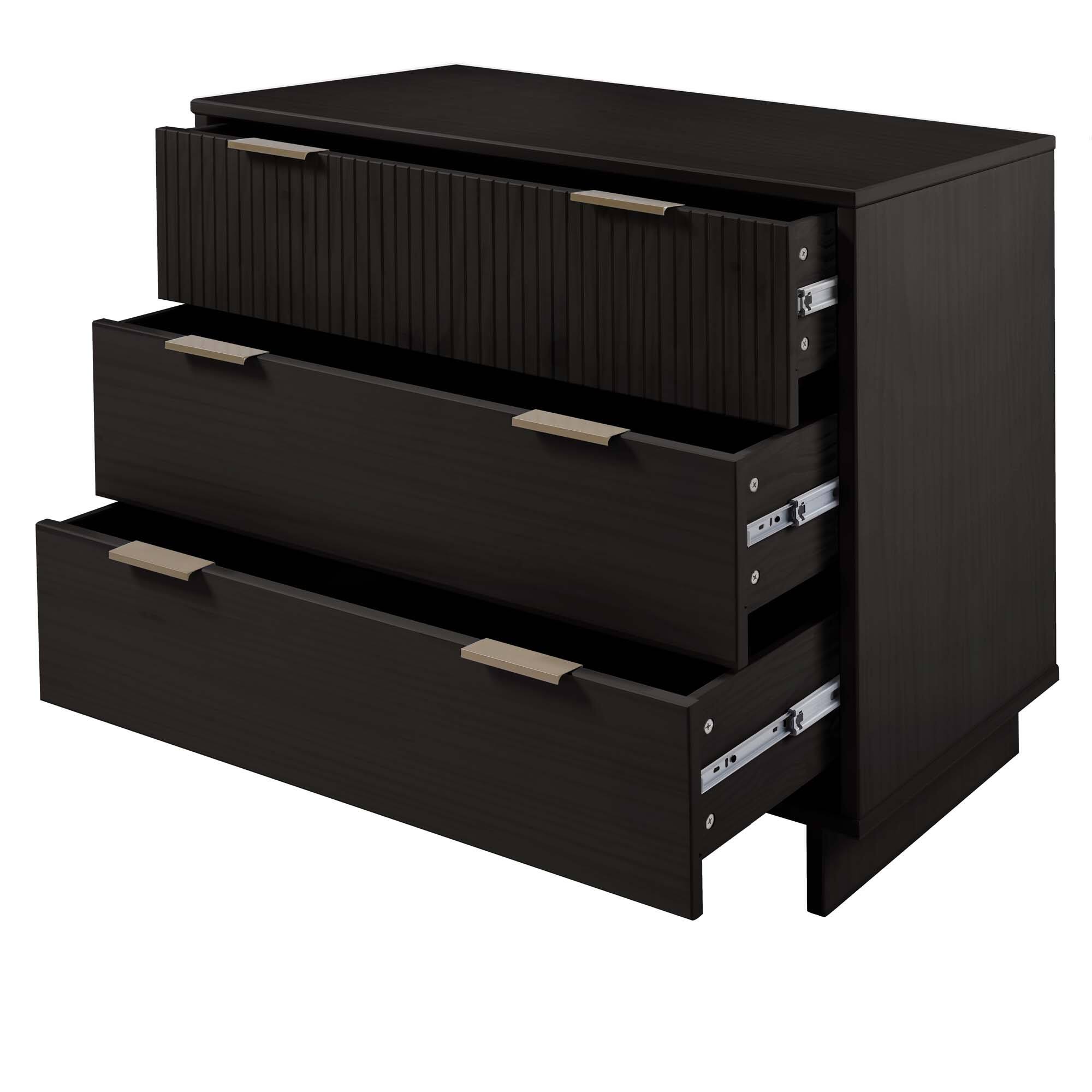 Alt View 1. TinyHomie - Granville 38in Dresser in Black (3-Drawer) - Black.