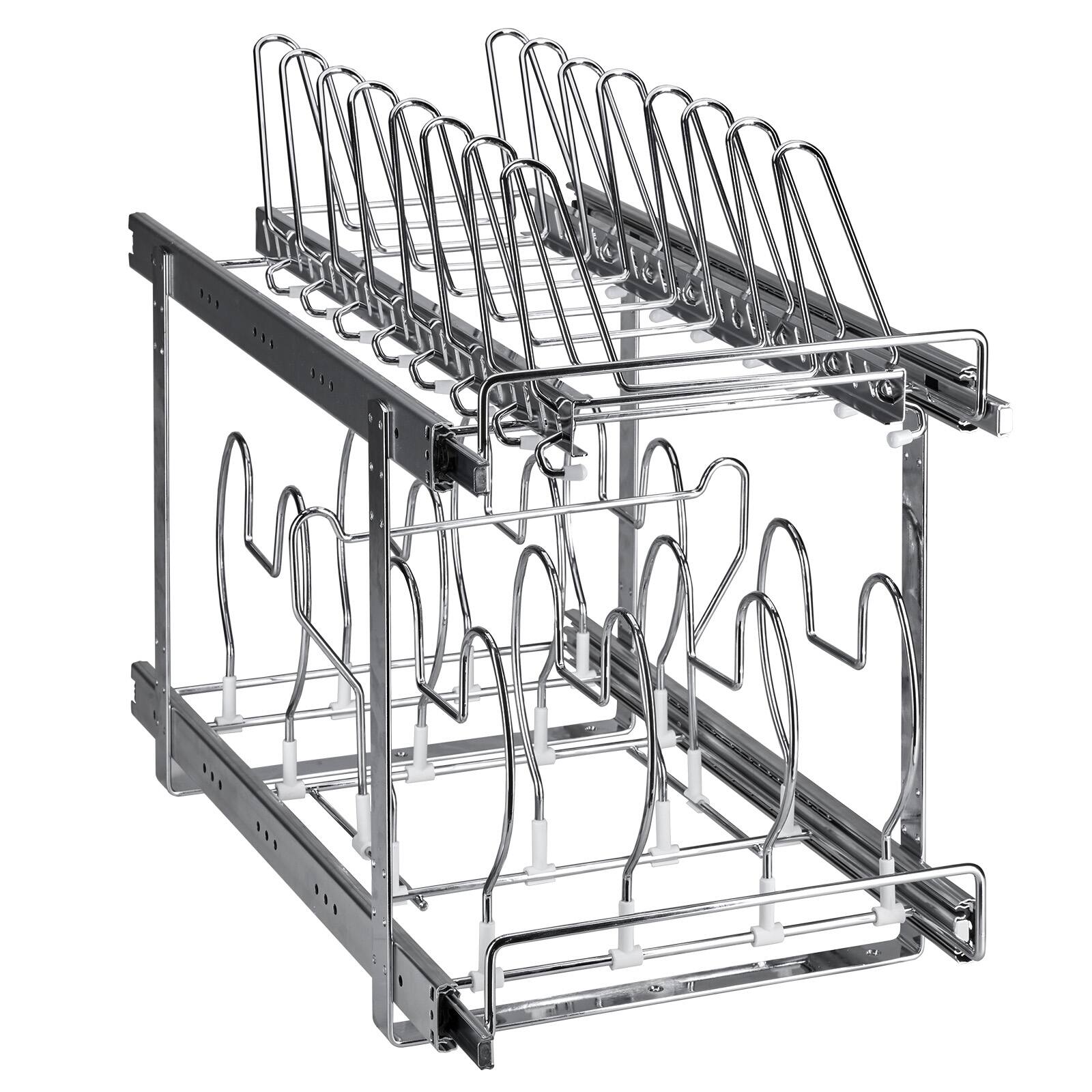 Alt View 5. VEVOR - Pan and Pot Rack, 2-Tier Expandable Pull Out Under Cabinet Organizer, Cookie Sheet Baking Pans Tray Racks - Black.