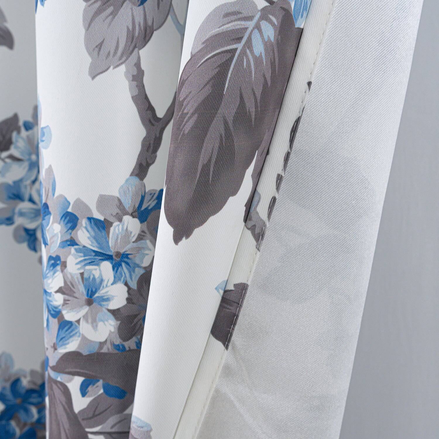 Alt View 1. Olivia Gray - Olivia Gray 100% Polyester 200 GSM Hydrangea Printed Blackout Grommet Curtain Panel 54" x 84" Blue - Blue.