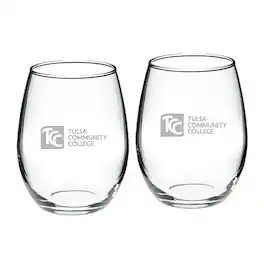 Jardine - Tulsa Community College 21oz. 2-Piece Stemless Wine Glass Set - Multicolor