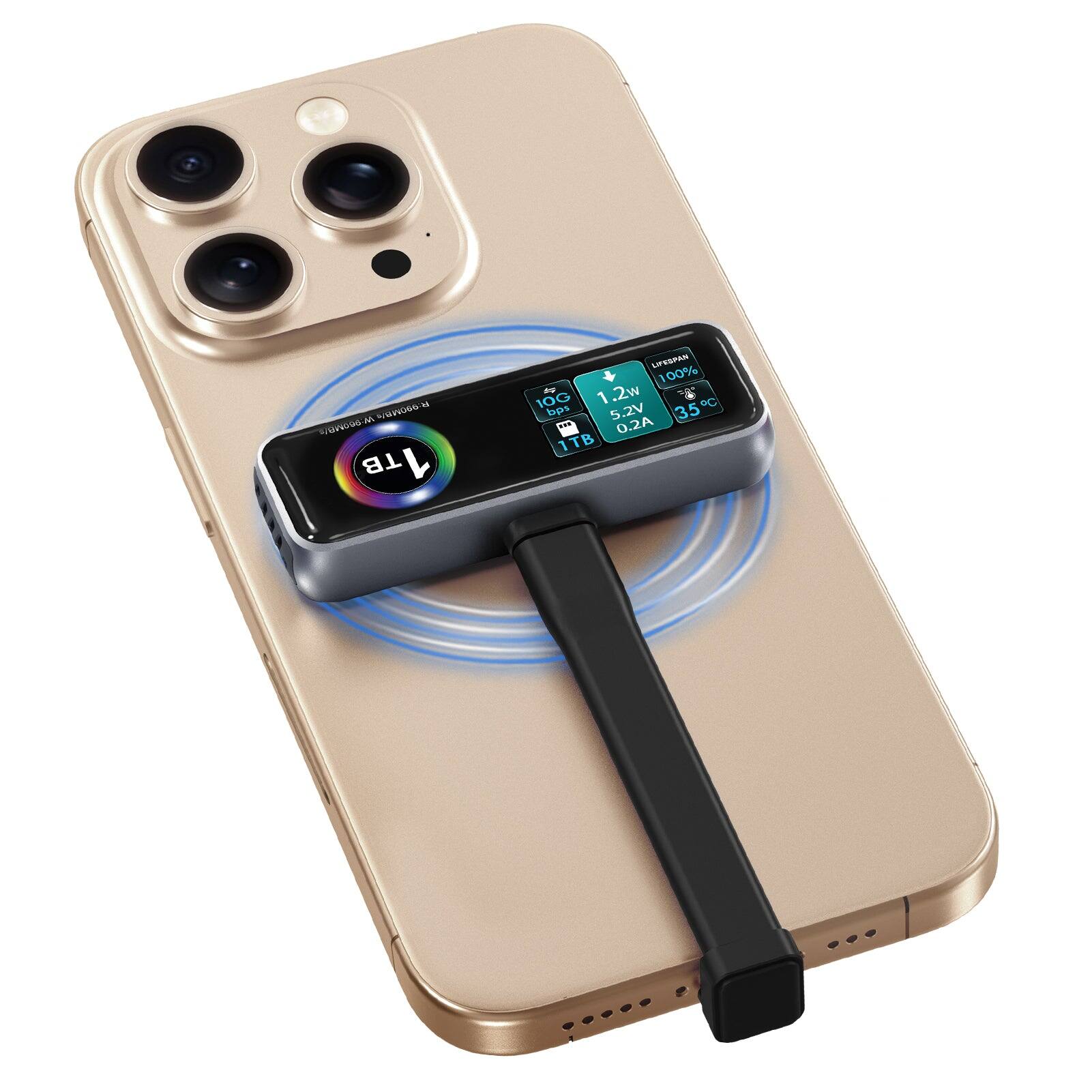 The text on the image reads: "M VtrsO OPEUS TB 1 UFERRAN 100% 1 - .2w 10G 1 Pc bas 5.2V 5 35 EE 0.2A O 1 TB."