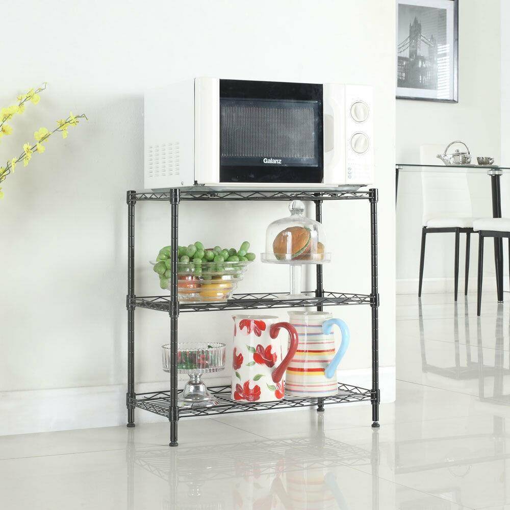 Alt View 5. Winado - Kitchen Baker Rack Utility Microwave Oven Stand Storage Workstation Shelf - Black.