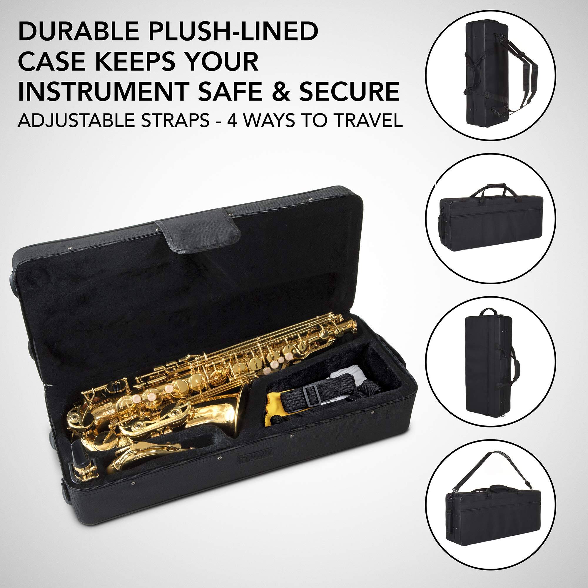 DURABLE PLUSH-LINED CASE KEEPS YOUR INSTRUMENT SAFE & SECURE ADJUSTABLE STRAPS - 4 WAYS TO TRAVEL