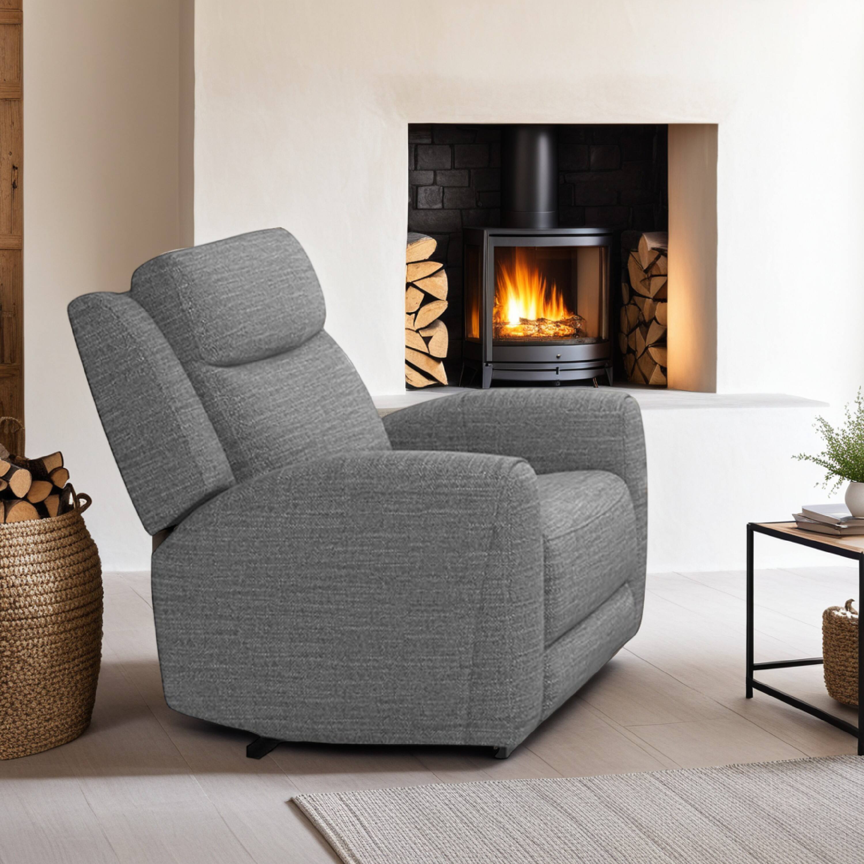 Alt View 5. Manhattan Lane - Cory Manual Recliner Chair, Contour Armrests, Solid Wood - Gray.