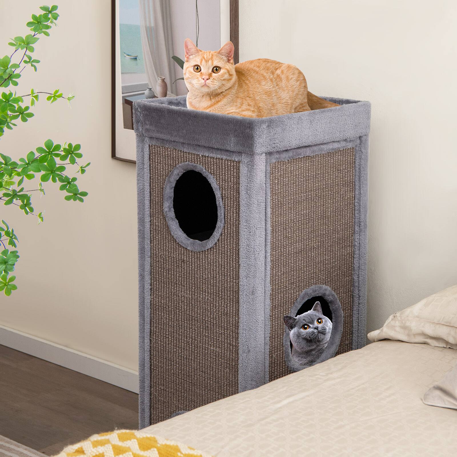 Alt View 4. Costway - Costway 4-Story Cat House 39" Cat Condo with Scratching Posts & 4 Soft Plush Cushions.