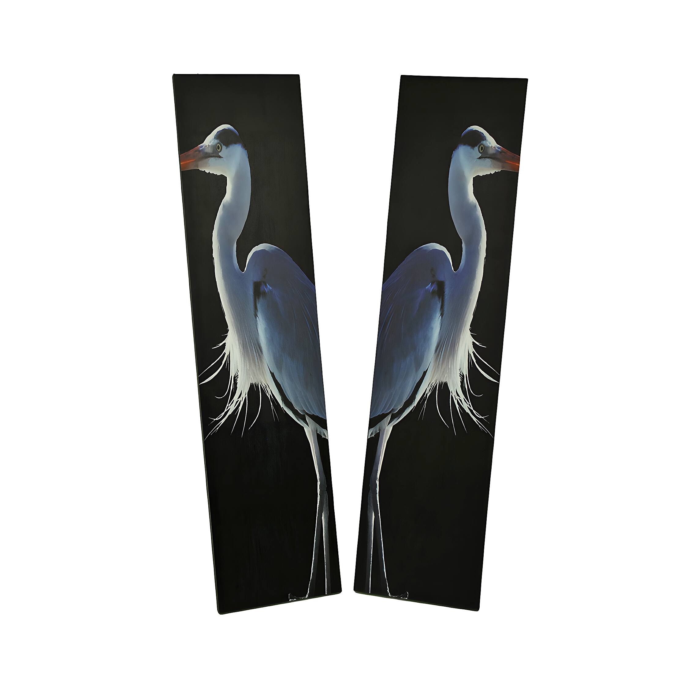 Front. Zeckos - 42 in. Twin Herons Black and White Canvas Print Set - Black.