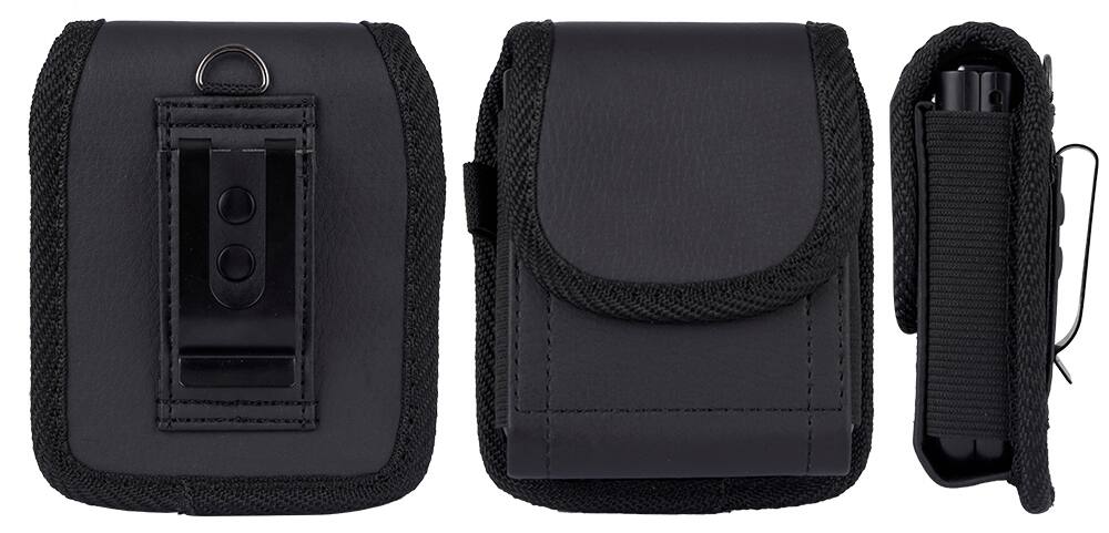 Alt View 4. Nakedcellphone - Pouch Case for Motorola RAZR and Galaxy Z Flip Phones - Metal Clip, Belt Harness, Magnetic Closure - Black.