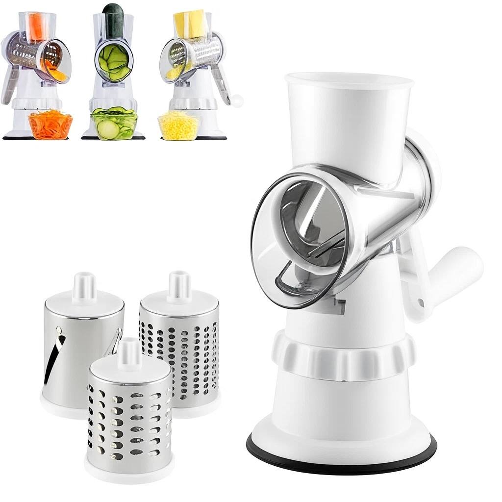 Angle. Home Collection - 3-in-1 Rotary Vegetable Cutter Manual Grater Slicer Shredder.