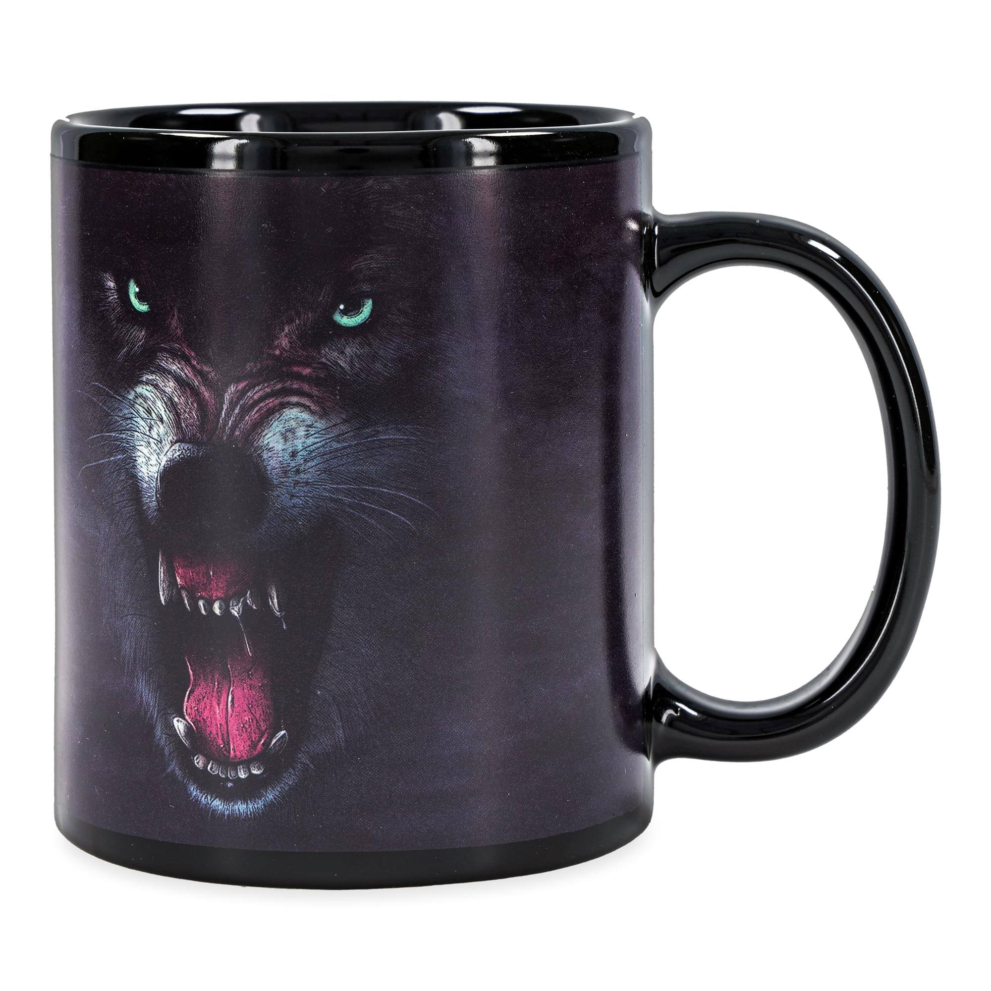 Alt View 1. Just Funky - Growling Wolf 11oz Coffee Mug - Black.