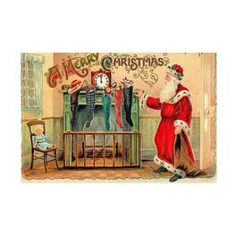 Trademark Fine Art - Marcus Jules Santa at Fireplace Canvas Art - 30x47 - Multicolor