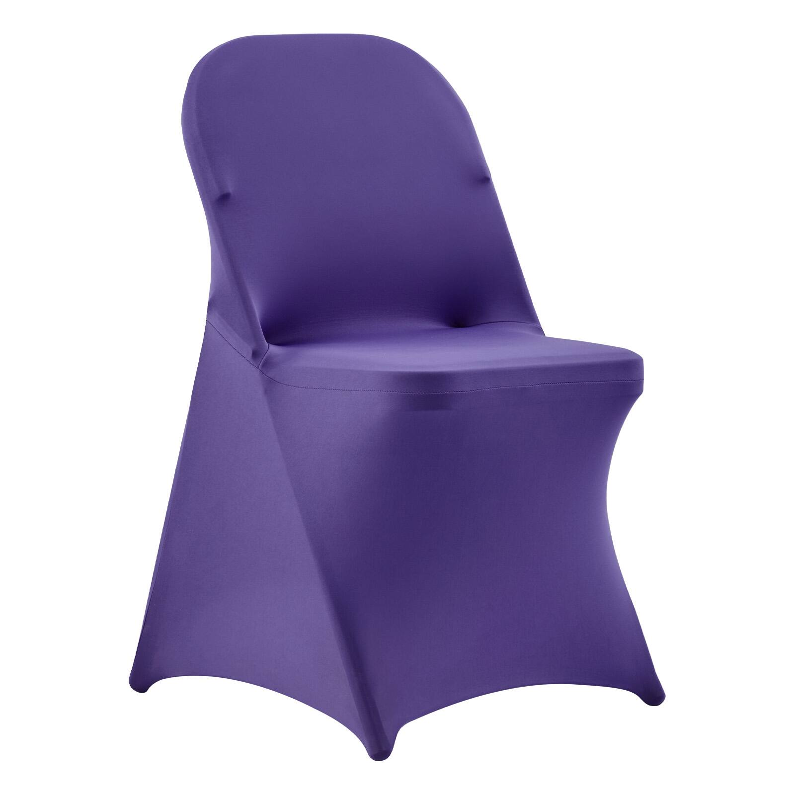 Alt View 5. VEVOR - 50 Pcs Purple Chair Covers, Polyester Spandex Chair Cover, Stretch Slipcovers for Wedding Party Dining Banquet - Blue.