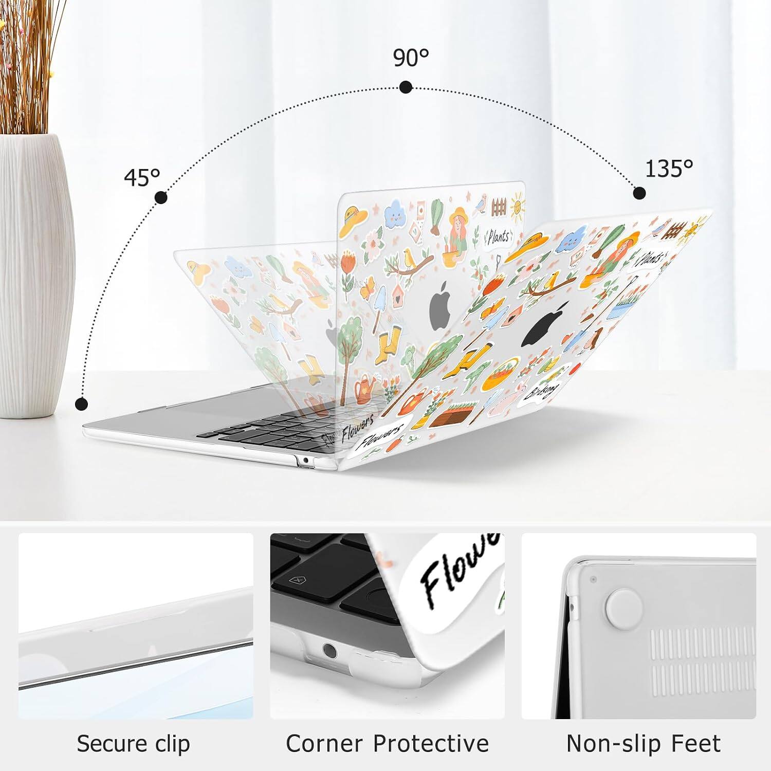 90 45 (Plants 135 Wles Flowers Fuws Flowe Secure clip Corner Protective Non-slip Feet