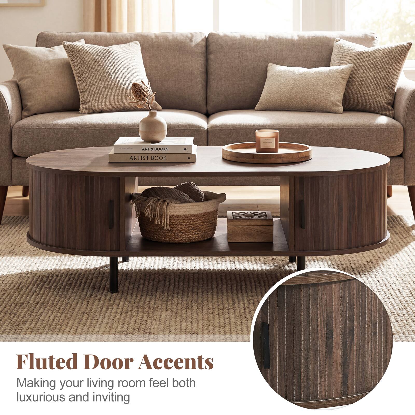 ART & BOOKS  
ARTIST BOOK  

Fluted Door Accents  
Making your living room feel both luxurious and inviting
