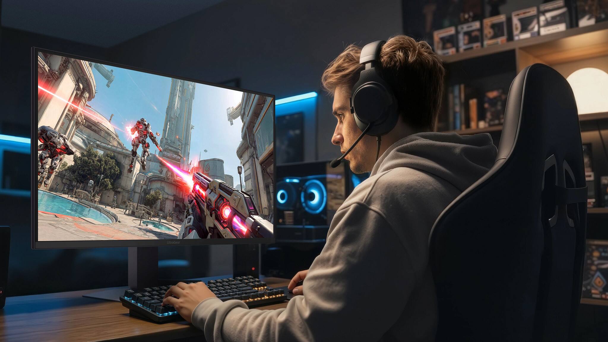 Alt View 16. LG - UltraGear evo AI GM9 27" 5K  Hyper Mini LED 165Hz 1ms G-SYNC FreeSync Premium Gaming Monitor with DisplayHDR1000 - Black.