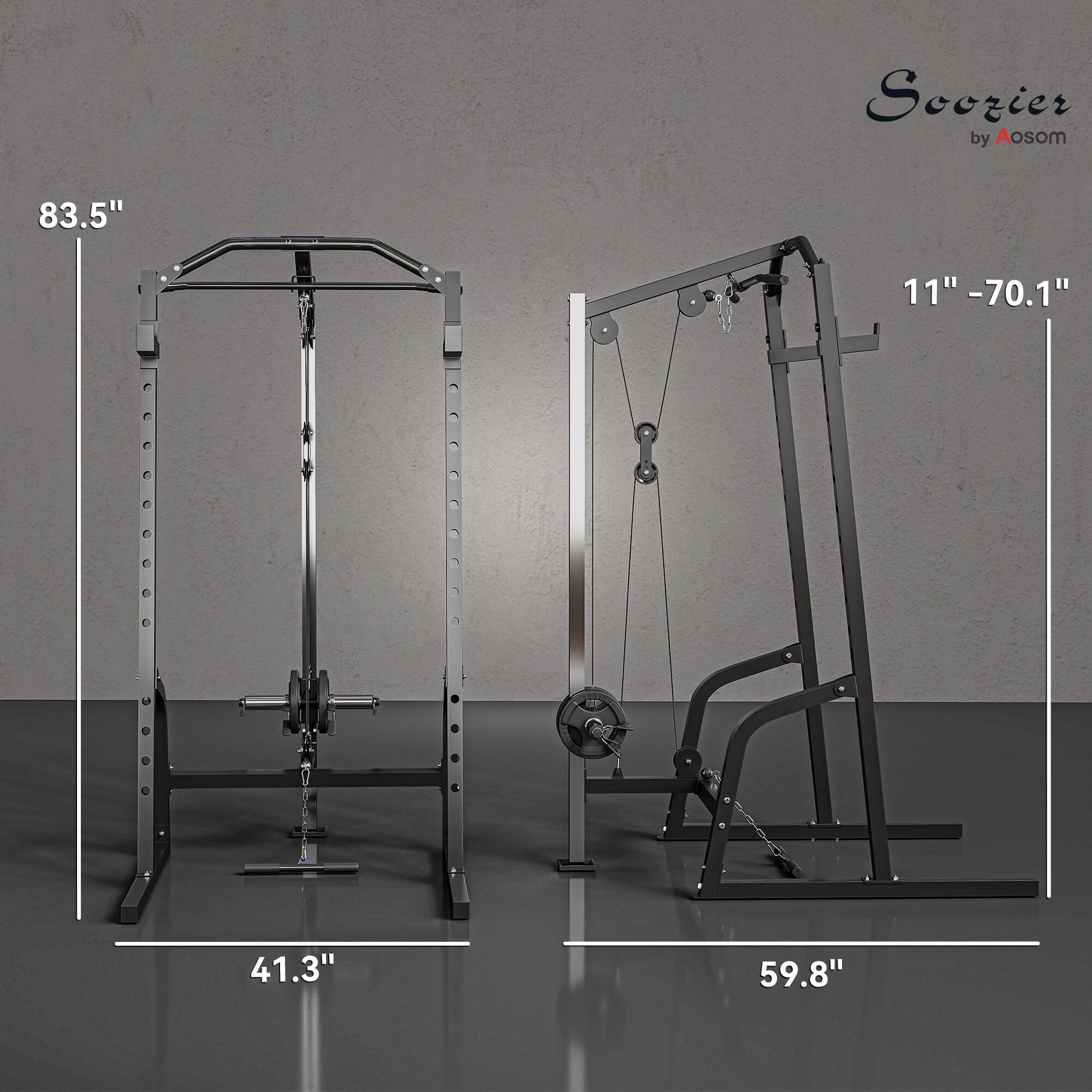 Soozier by Aosom

- Height: 83.5"
- Width: 41.3"
- Depth: 59.8"
- Adjustable Height: 11" - 70.1"