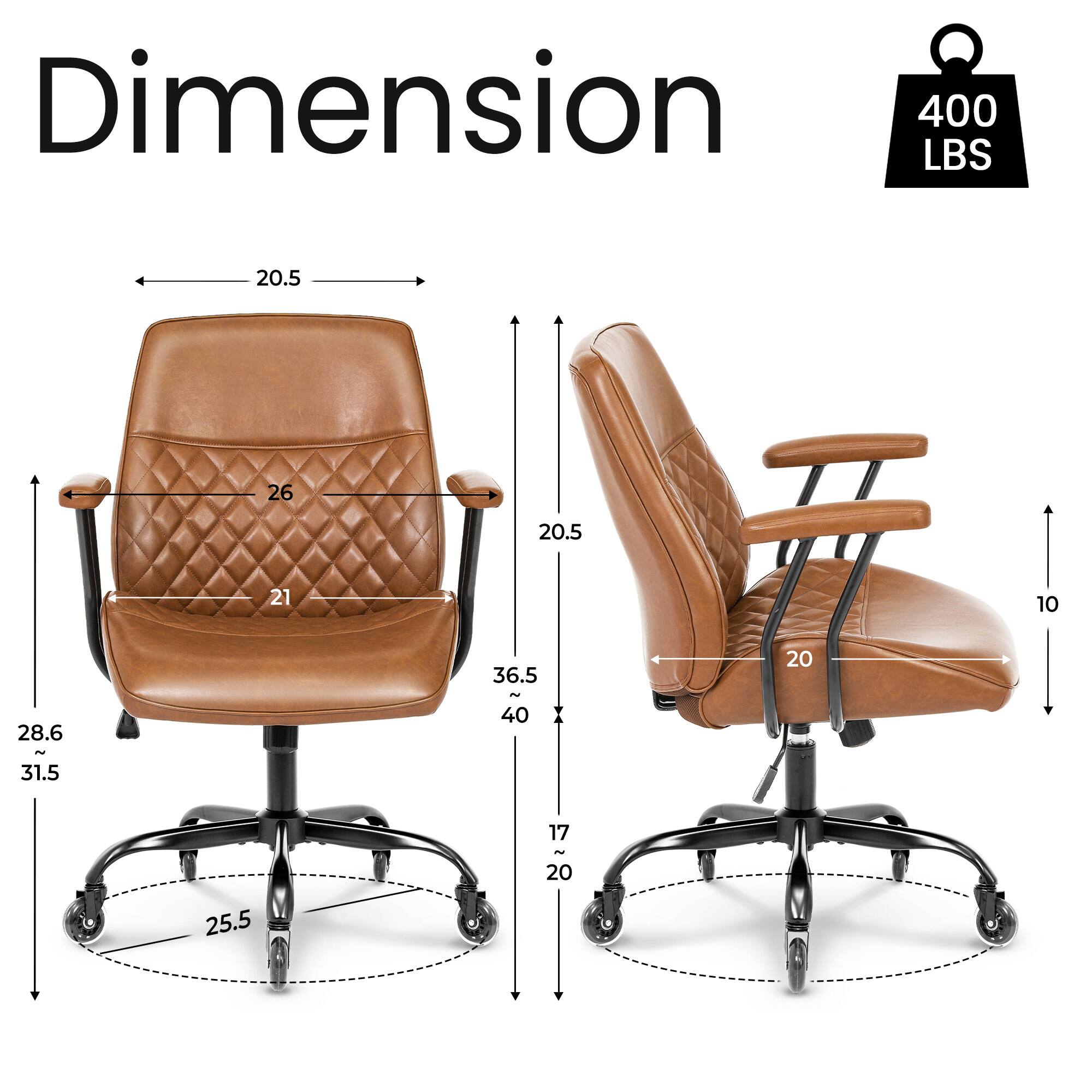 Dimension 400 LBS

20.5  
26  
20.5  
21  
10  
28.6 ~ 31.5  
36.5 ~ 40  
20  
25.5  
17 ~ 20