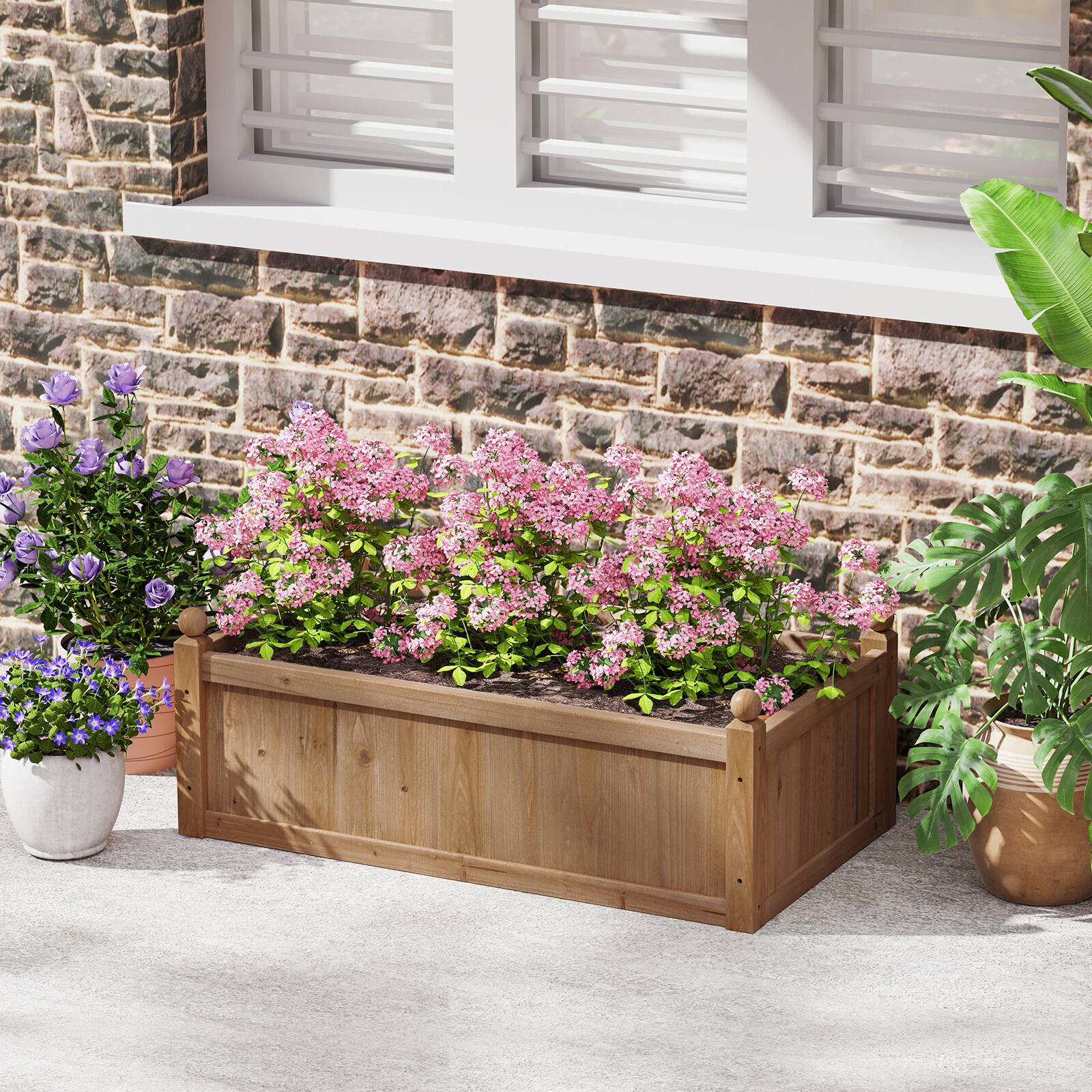 Alt View 8. Gymax - Gymax Raised Garden Bed 46'' x 24'' x 16'' Planter Box w/ 4 Drainage Holes for Patio - Rustic Brown.