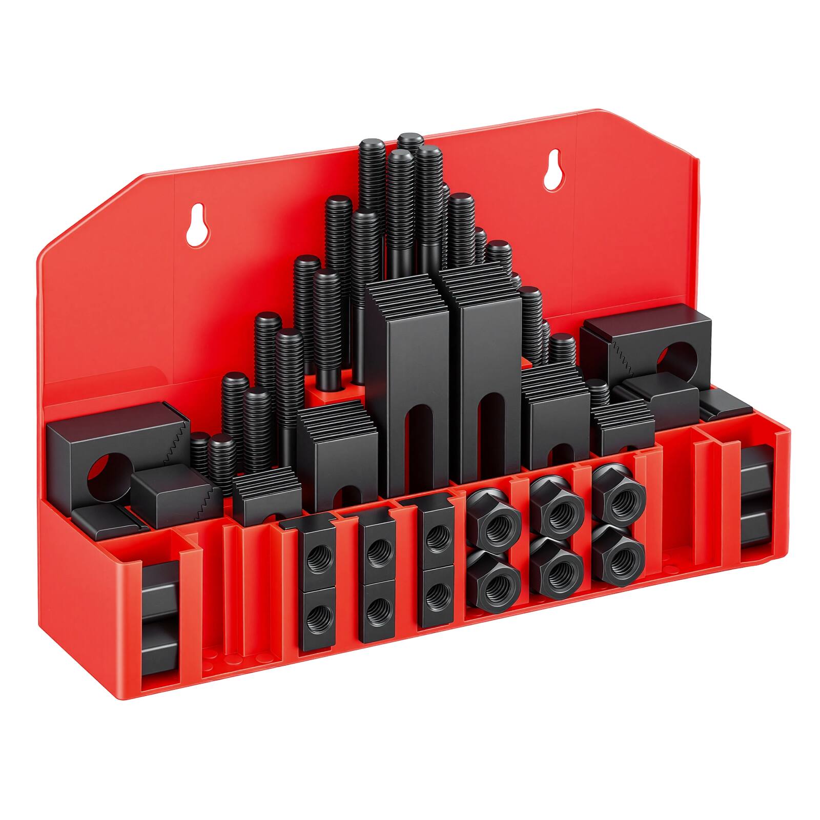 Front. VEVOR - 58 Piece 5/8" T-Slot Clamping Kit Hold Down Clamp 1/2"-13 Stud Size, for Bridgeport Mills, Standard Milling Machine - Black.