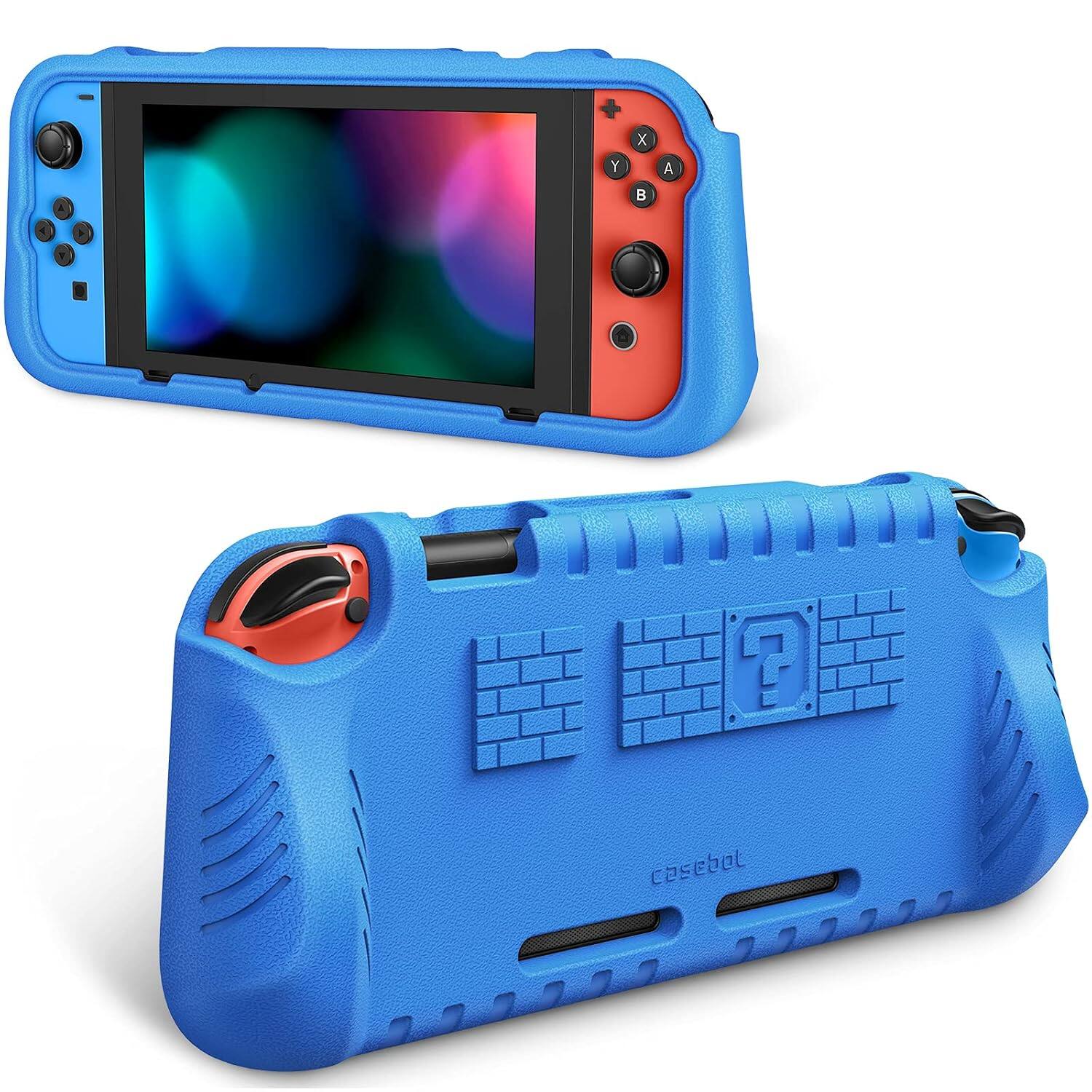 Front. Fintie - Kid-Friendly Ultralight Case for Nintendo Switch 2017, Ergonomic Grip, Anti-Scratch Protective Grip Case Cover - Blue.