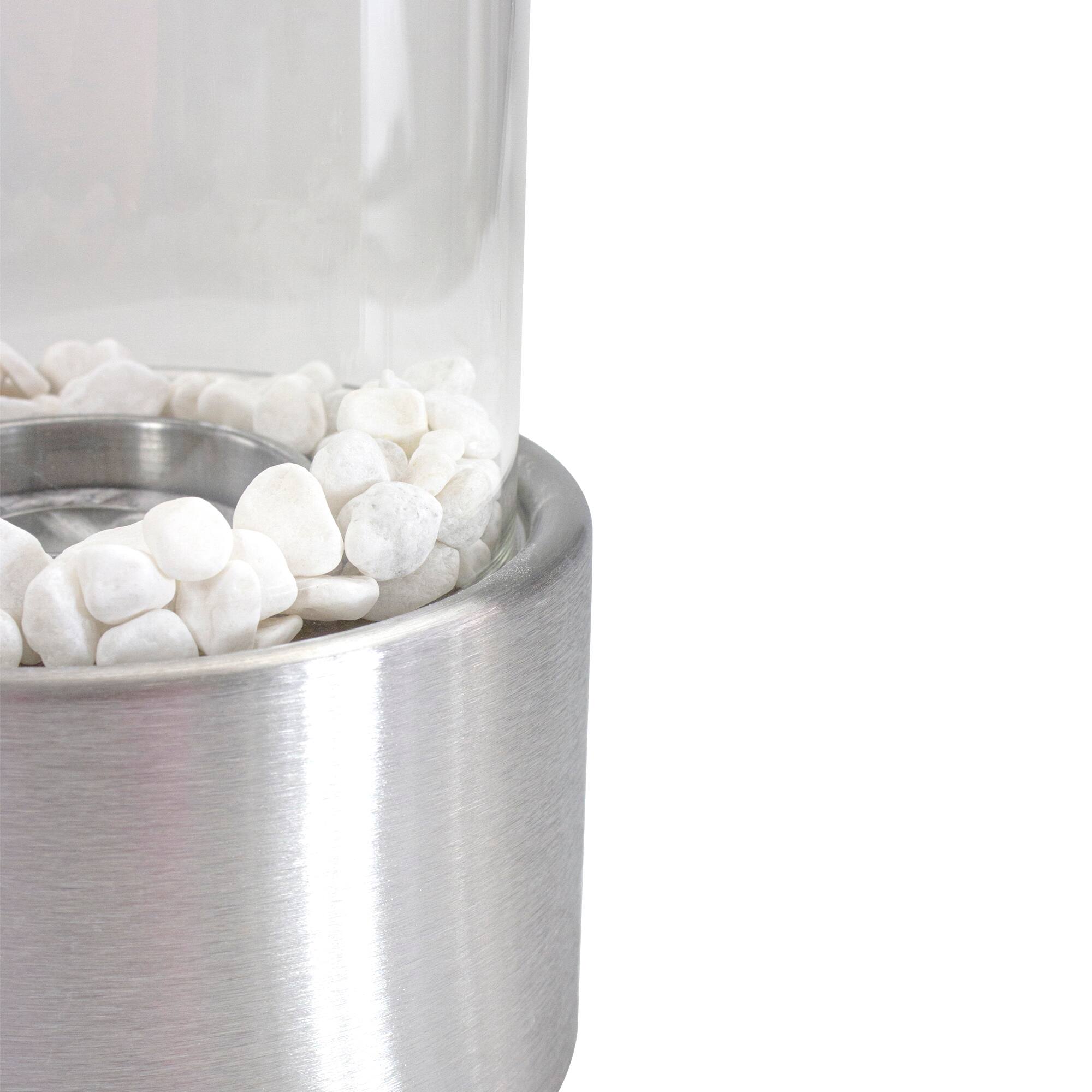 Alt View 3. Northlight - Bio Ethanol Round Portable Fireplace with Base - 10.5" - Silver - Silver.