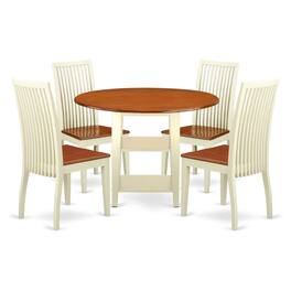 East West Furniture - Dining Room Set Buttermilk & Cherry - Brown