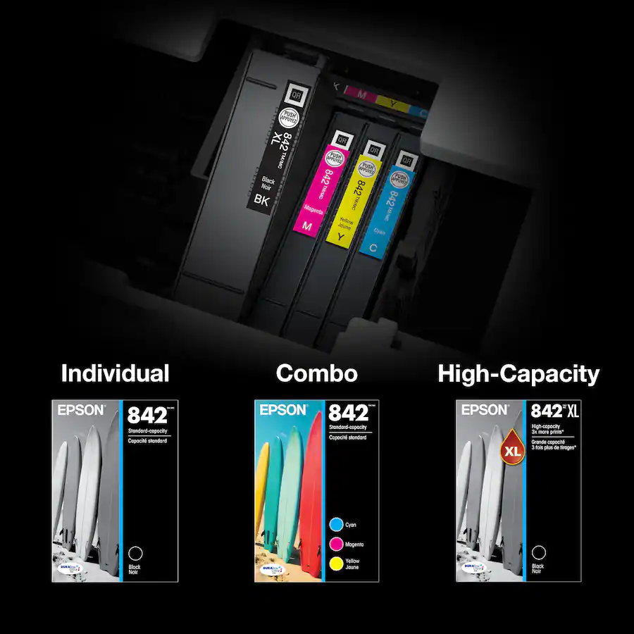 Black Ink Text Print Epson 842 DURABrite Ultra Ink Standard Capacity Black Cartridge ...