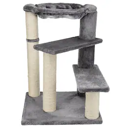 TRIXIE - Baza Senior Plush & Sisal Cat Tree Scratching Posts Hammock & Steps - Gray