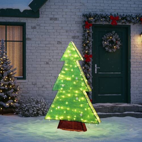 Winado - 4FT Christmas Tree Display Pre-lit with LED Lights for Indoor Outdoor Porch Lawn Holiday Garden Party Decorations - Green