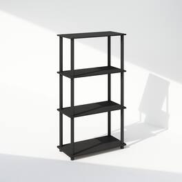 Furinno - Turn-N-Tube 4-Tier Multipurpose Shelf Display Rack, Shelving Unit, Bookcase - Americano/Black