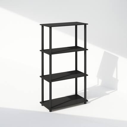 Front. Furinno - Turn-N-Tube 4-Tier Multipurpose Shelf Display Rack, Shelving Unit, Bookcase - Americano/Black.