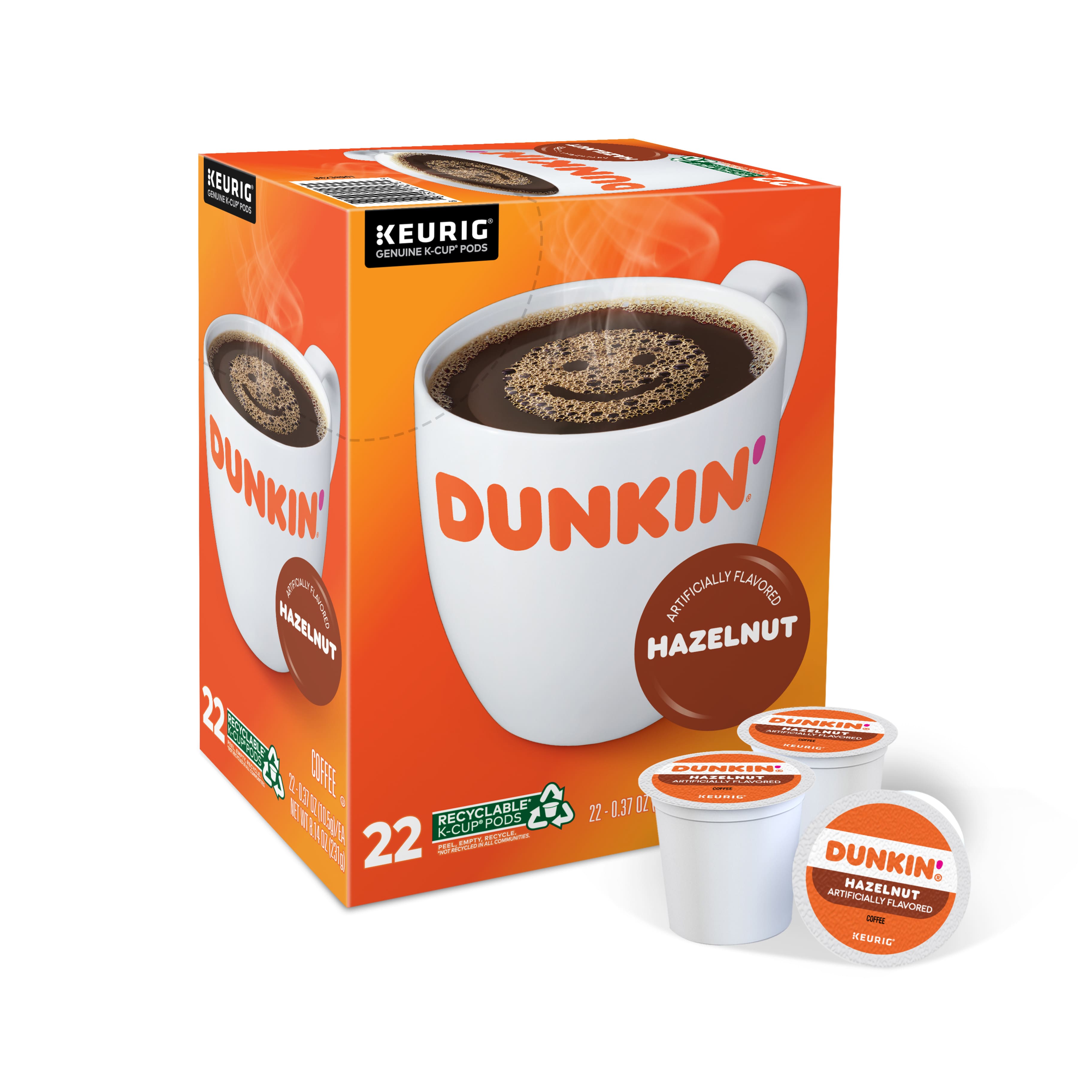 Dunkin' - Hazelnut, Keurig Single Serve K-Cup Pods, Medium Roast Coffee, 22 Count