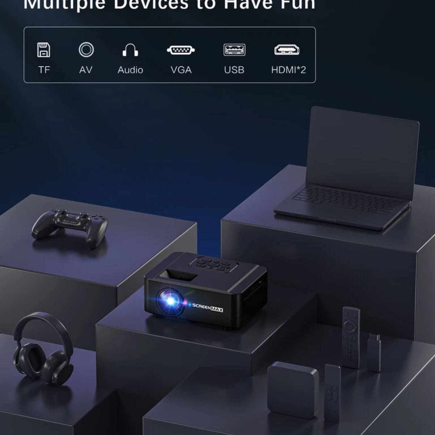 Multiple Devices to Have Fun - TF AV Audio VGA USB HDMI*2 2T 9S SCREENMAAZ MAX