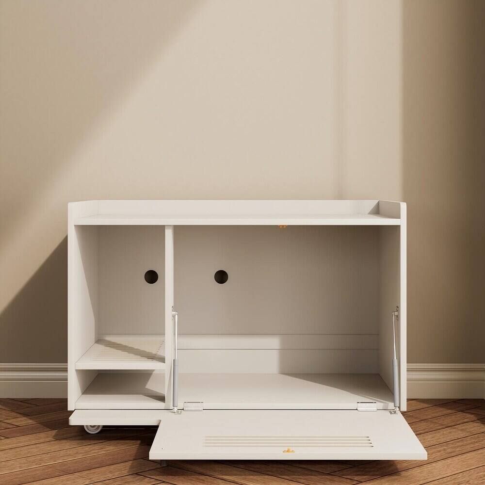 Alt View 1. Ficcuss Pets - White Pet House Hidden Litter Box - White.