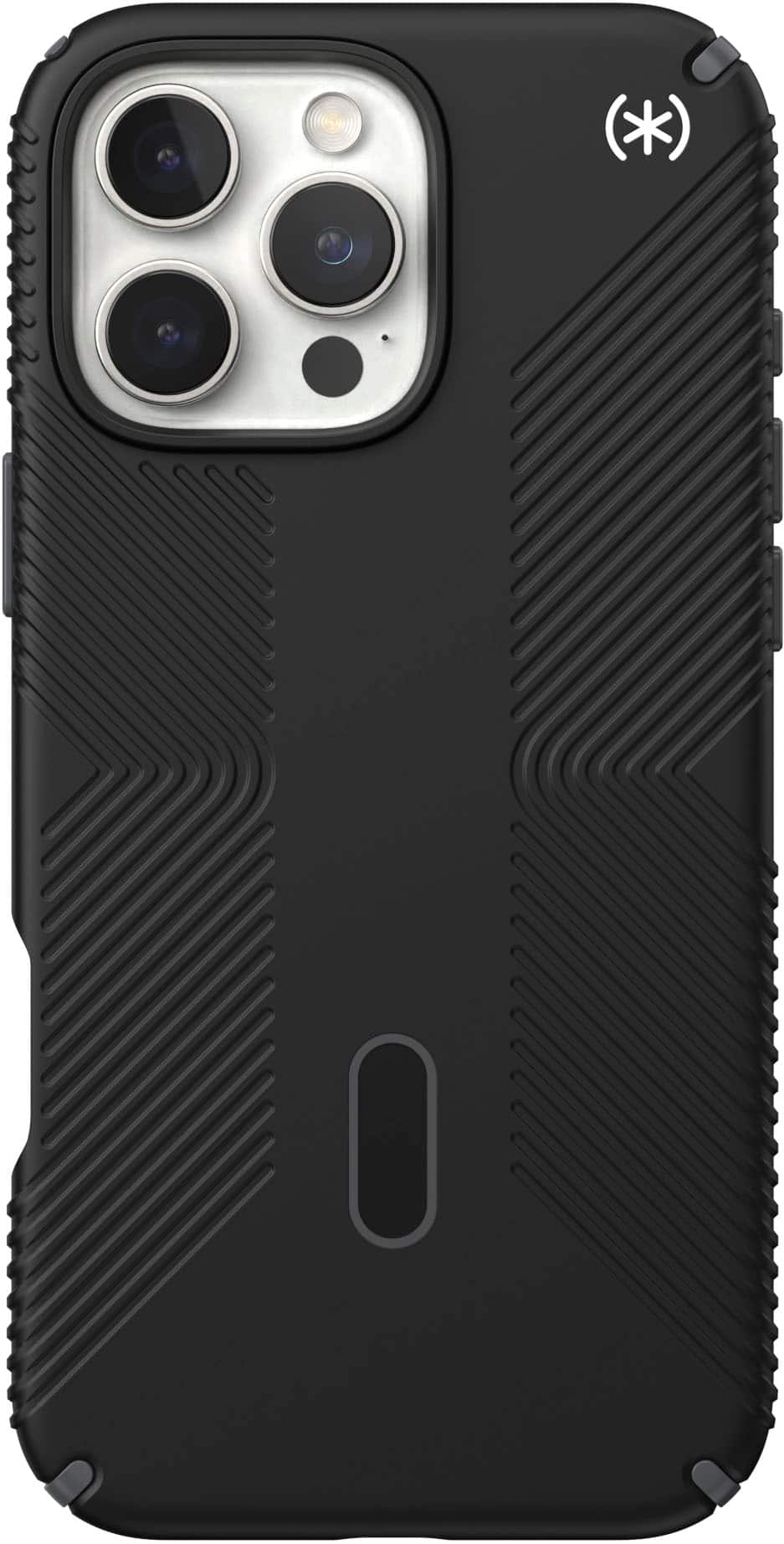 Front. Speck - Presidio2 Grip ClickLock Case with MagSafe for Apple iPhone 16 Pro - Black.