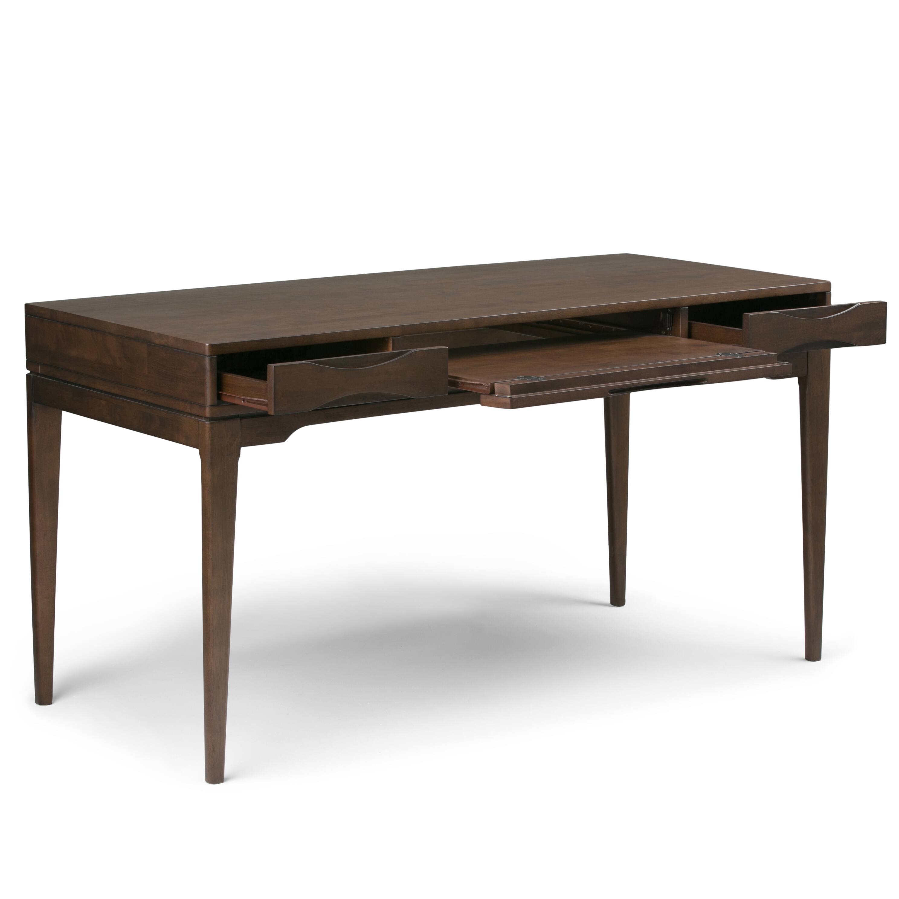 Left. Simpli Home - Harper 60 inch Desk and 24 inch Bookcase - Walnut Brown.