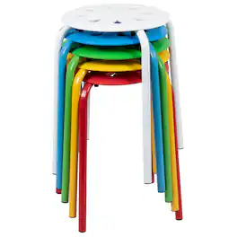 Emma + Oliver - Plastic Nesting Stack Stools - School/Office/Home, 17.5"Height (5 Pack) - Assorted