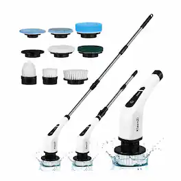 Luminuxe - Electric Spin Scrubber Cleaning Brush 8 In 1 with Adjustable Handle. For Windows, Bathrooms, Cars