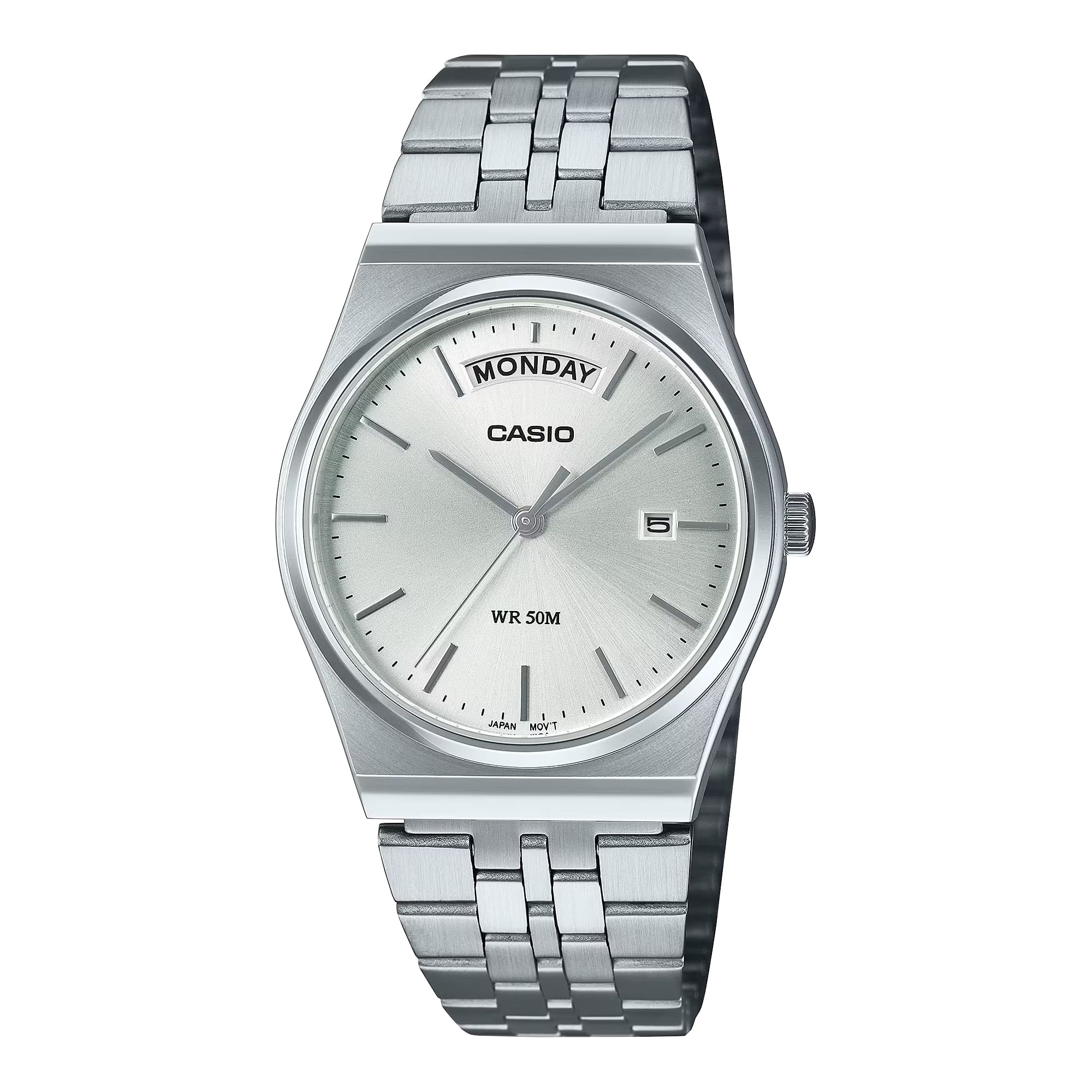 Casio - Men’s Dial Stainless Steel Day Date Watch - MTP-B146D-7AVDF - Silver price history on PriceWatchPro