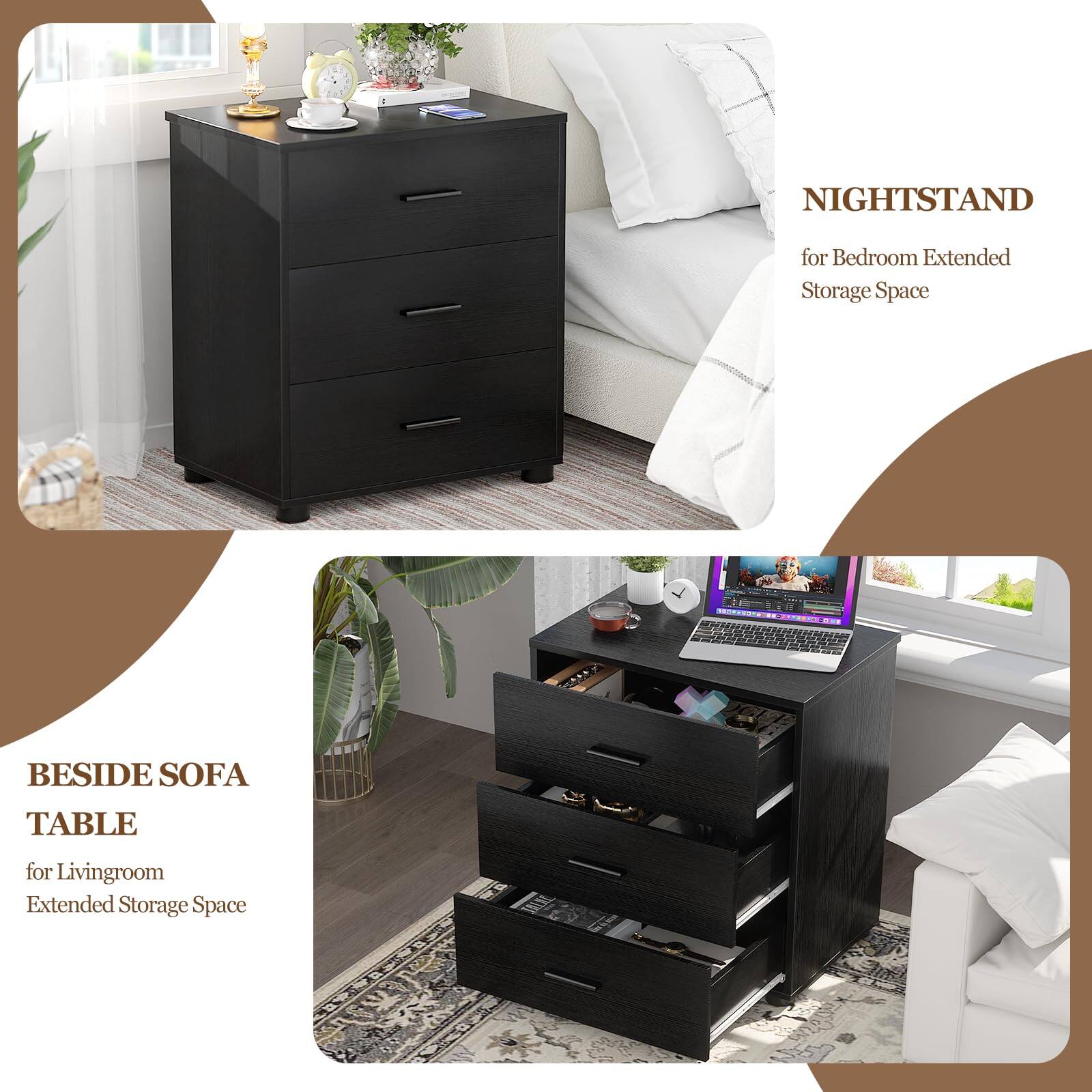 NIGHTSTAND for Bedroom Extended Storage Space  
BESIDE SOFA TABLE for Livingroom Extended Storage Space
