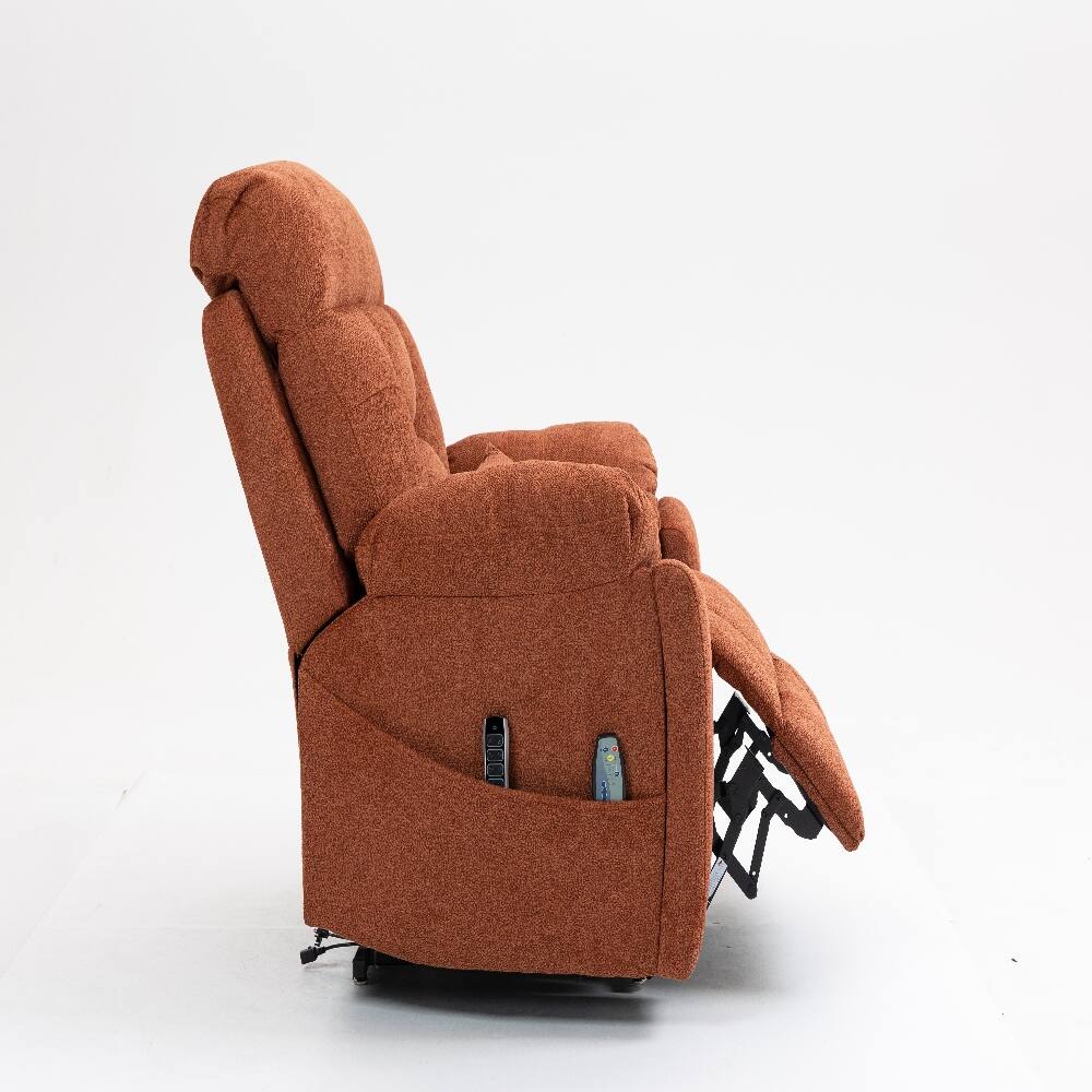 Left. Ropilly - Ropilly electric lift chair for elderly, 180 degree lay flat recliner, rose velvet massage chair with heat - Rose.