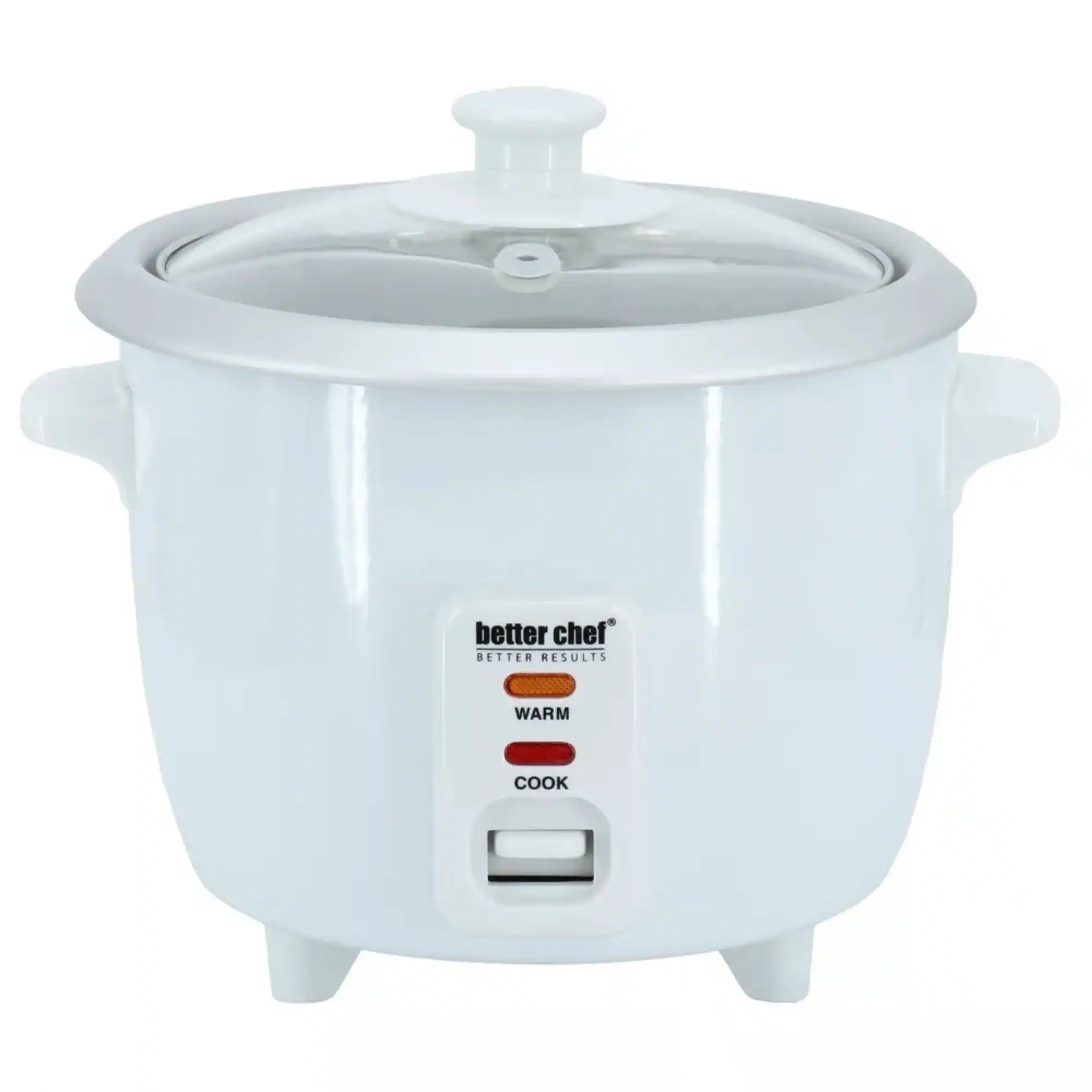 Better Chef - 3 Cup - 6 Cups Cooked - Rice Cooker with Measuring Cup and Rice Paddle - White