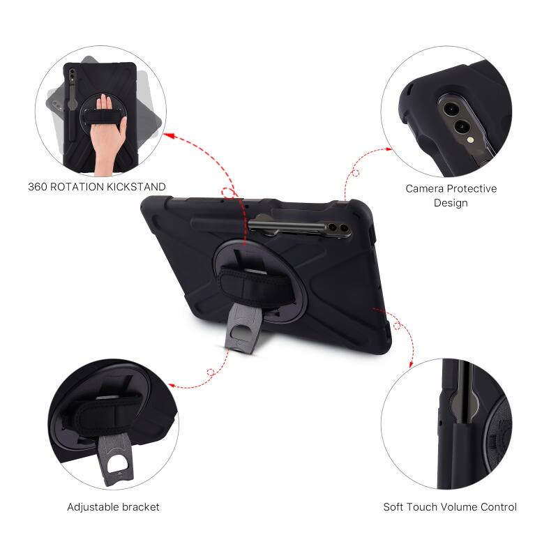 360 ROTATION KICKSTAND, Camera Protective Design, Adjustable bracket, Soft Touch Volume Control