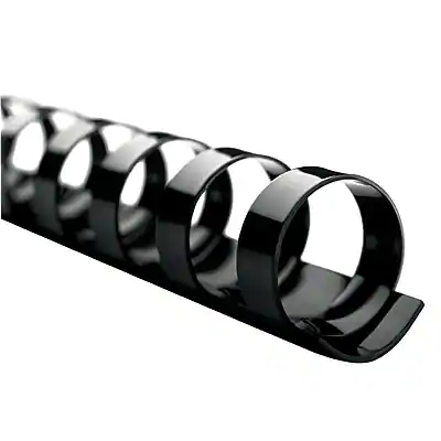 Front. GBC - GBC CombBind 3/4" Plastic Binding Spine Comb, 160 Sheet Capacity, Black, 100/Box (4000104) - Black.